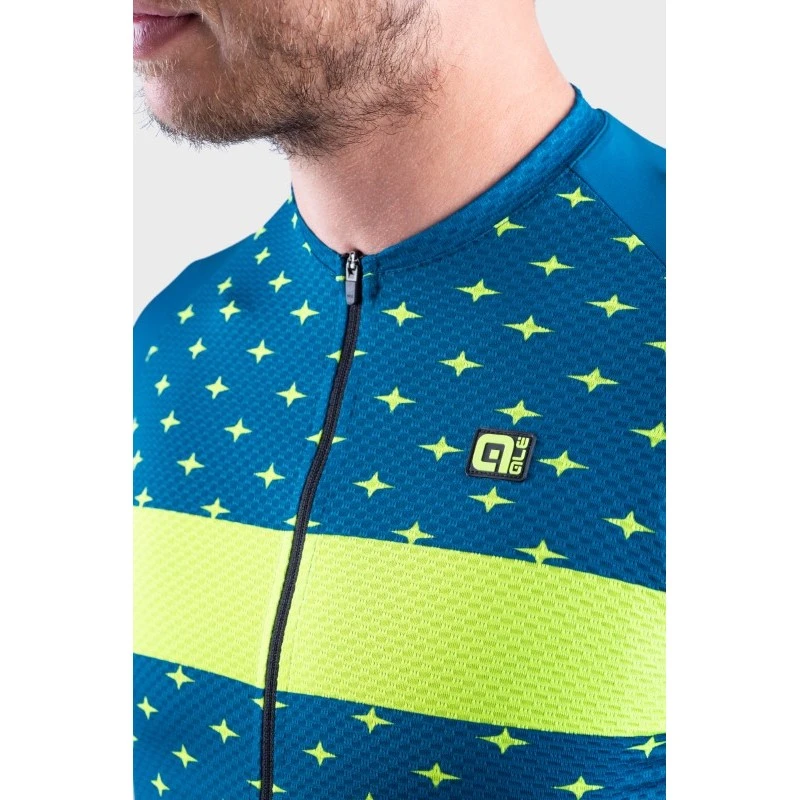 Maglia Ciclismo ALE' PR-R STARS Petrolio-giallo Fluo 7 Maglia Ciclismo ALE' PR-R STARS Petrolio-giallo Fluo - immagine 5