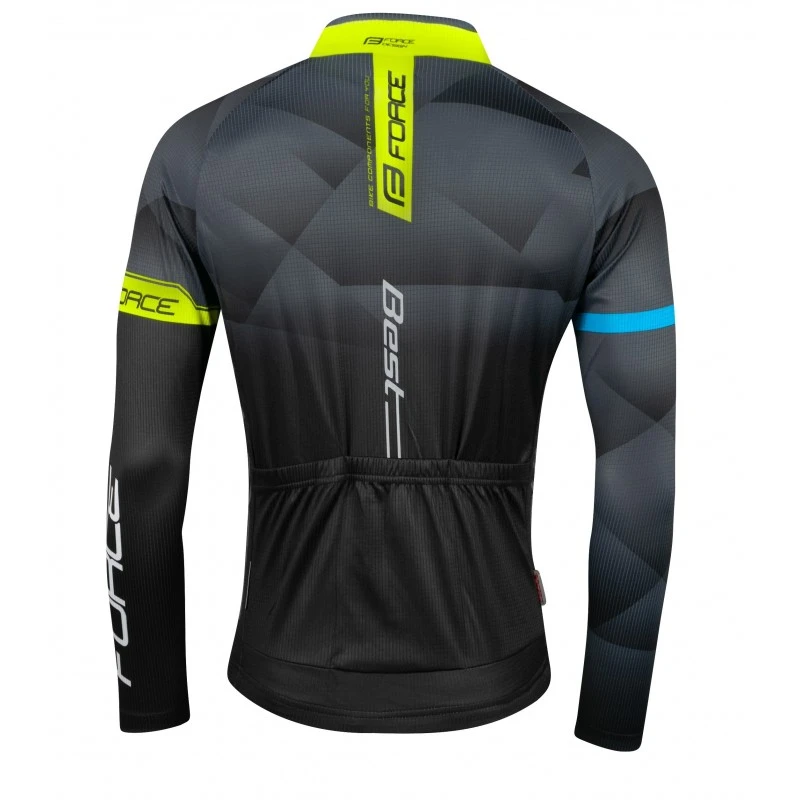 Maglia Ciclismo Maniche Lunghe FORCE BEST Nero Fluo 4 Maglia Ciclismo Maniche Lunghe FORCE BEST Nero Fluo - immagine 2