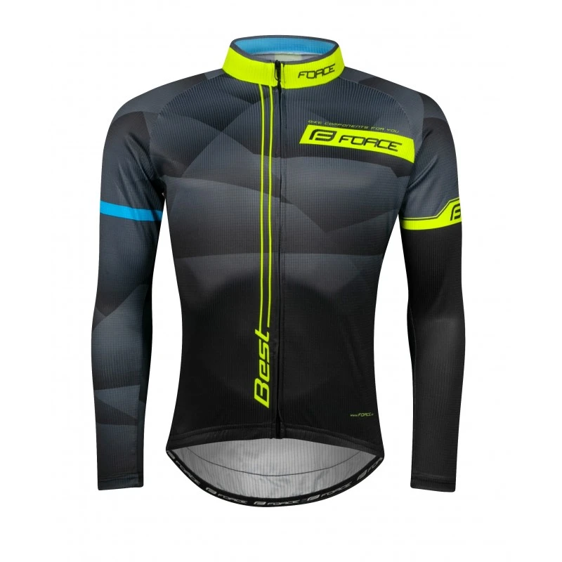 Maglia Ciclismo Maniche Lunghe FORCE BEST Nero Fluo 3 Maglia Ciclismo Maniche Lunghe FORCE BEST Nero Fluo