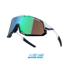 Occhiali Per Bici Ciclismo FORCE ATTIC Bianco Lente AUREA Verde